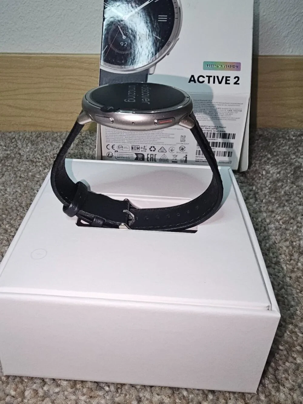 Amazfit Active 2 Round Smartwatch - Black Leather